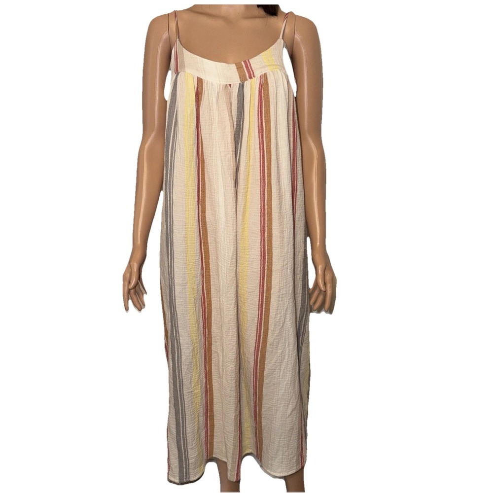 Everly Anthropology Brand Women's Burch Striped Maxi Sundress Oversized Pockets